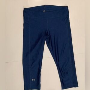 Under Armour HeatGear Compression Legging Women Shark Blue Pull On Capri Sz M
